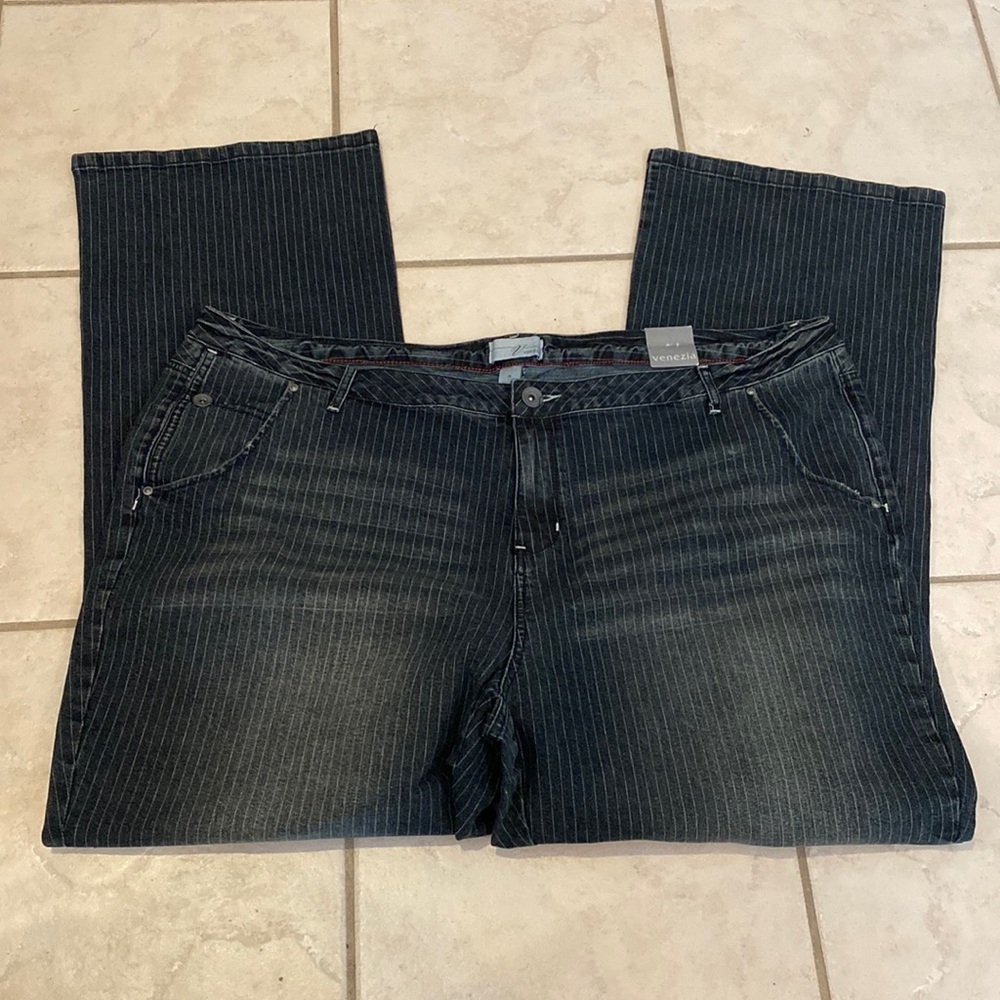 Size 28 pinstripe wide leg jeans NWT Lane Bryant jeans vintage style plus size